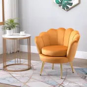 HOMCOM Fotoliu Vintage din Catifea Galbenă, Design Elegant pentru Living sau Birou, Confort Superior | Aosom Romania