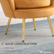 HOMCOM Fotoliu Vintage din Catifea Galbenă, Design Elegant pentru Living sau Birou, Confort Superior | Aosom Romania