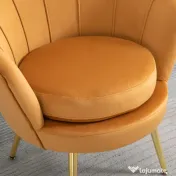 HOMCOM Fotoliu Vintage din Catifea Galbenă, Design Elegant pentru Living sau Birou, Confort Superior | Aosom Romania
