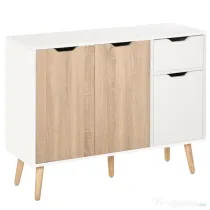 Dulapior Multifunctional HOMCOM din Lemn cu Sertar si Dulapioare in Stil Nordic, 90x30x72cm