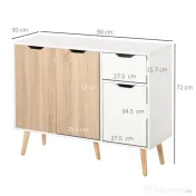 HOMCOM Dulap Multifuncțional cu Sertar și Uși, Stil Nordic, pentru Dormitor sau Living, Alb și Culoare Lemn | Aosom Romania