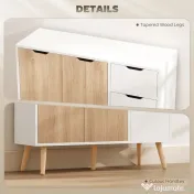 HOMCOM Dulap Multifuncțional cu Sertar și Uși, Stil Nordic, pentru Dormitor sau Living, Alb și Culoare Lemn | Aosom Romania