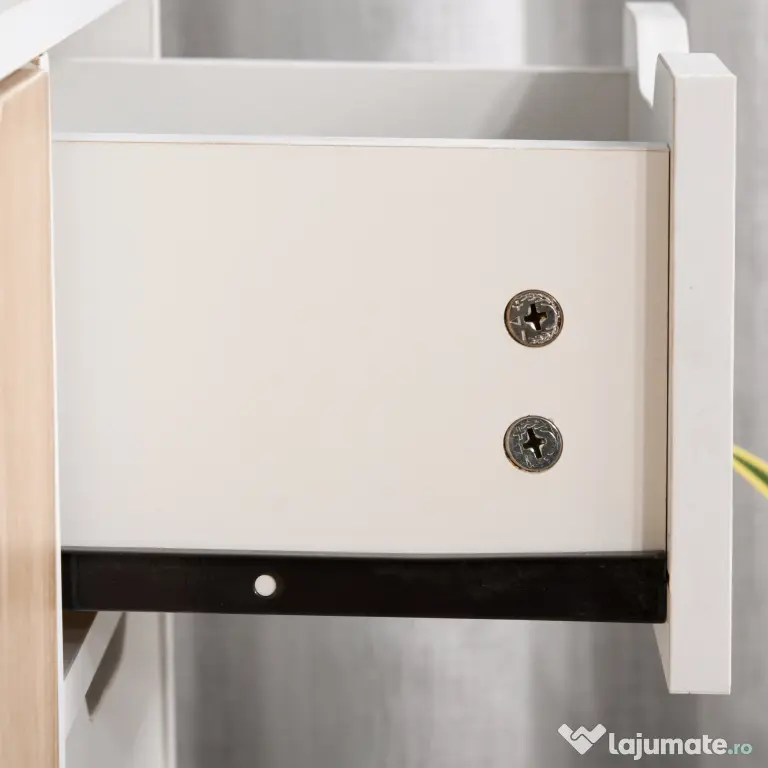 HOMCOM Dulap Multifuncțional cu Sertar și Uși, Stil Nordic, pentru Dormitor sau Living, Alb și Culoare Lemn | Aosom Romania