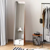 HOMCOM Oglindă de Podea cu Cadru din Lemn, Design Elegant, 43x37x156 cm | Aosom Romania 