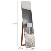 HOMCOM Oglindă de Podea cu Cadru din Lemn, Design Elegant, 43x37x156 cm | Aosom Romania 