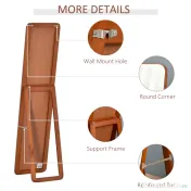 HOMCOM Oglindă de Podea cu Cadru din Lemn, Design Elegant, 43x37x156 cm | Aosom Romania 
