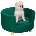 PawHut Canapea pentru Caini si Pisici cu Spatar si Perna Detasabila Verde