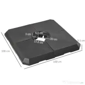 Outsunny Bază de Umbrelă cu Brat Modulară, Se Umple cu Apă/Nisip, pentru Umbrele cu Bază în Formă de Cruce, Negru, 100x100cm | Aosom Romania 