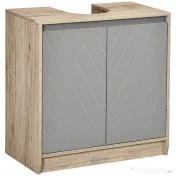 HOMCOM Masca Chiuvetă Baie Rafturi Reglabile Două Uși Bază Înălțată MDF 60x30x60cm Gri | Aosom Romania 
