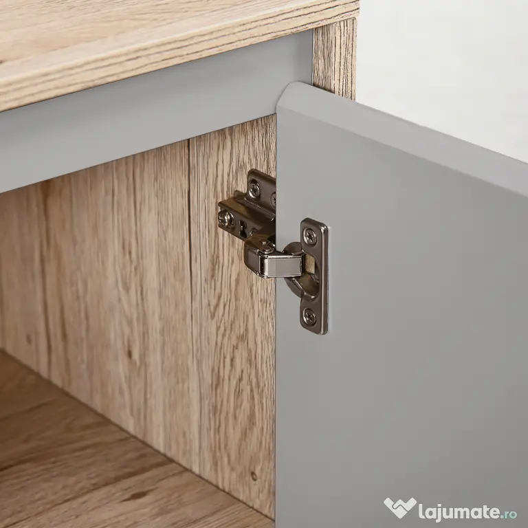 HOMCOM Masca Chiuvetă Baie Rafturi Reglabile Două Uși Bază Înălțată MDF 60x30x60cm Gri | Aosom Romania