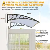 Outsunny Copertină Curbată pentru Exterior cu Panouri din Policarbonat și Sistem de Fixare Inclus | Aosom Romania 