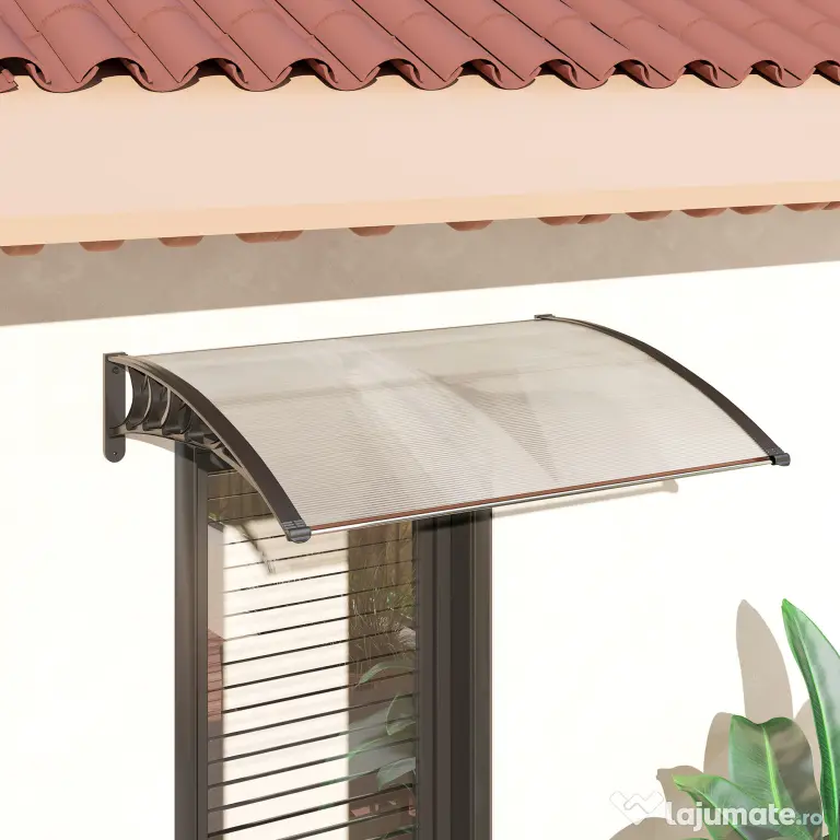 Outsunny Copertină Curbată pentru Exterior cu Panouri din Policarbonat și Sistem de Fixare Inclus | Aosom Romania