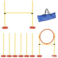 PawHut Set de Antrenament Agilitate pentru Câini cu Obstacole și Inel, Echipament Complet pentru Dresaj, Portocaliu/Alb | Aosom Romania 