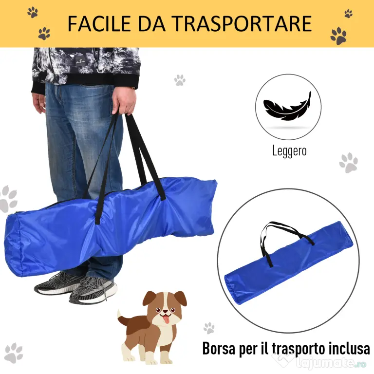 PawHut Set de Antrenament Agilitate pentru Câini cu Obstacole și Inel, Echipament Complet pentru Dresaj, Portocaliu/Alb | Aosom Romania