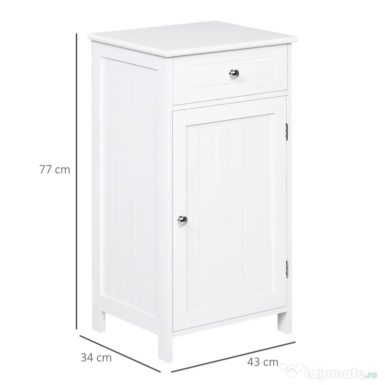 Kleankin Mobilier Baie Modern cu Ușă Basculantă Sertar Spațiu Depozitare 43x34x77cm Alb | Aosom Romania
