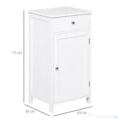 Kleankin Mobilier Baie Modern cu Ușă Basculantă Sertar Spațiu Depozitare 43x34x77cm Alb | Aosom Romania