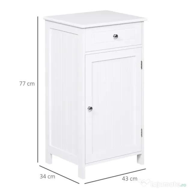 Kleankin Mobilier Baie Modern cu Ușă Basculantă Sertar Spațiu Depozitare 43x34x77cm Alb | Aosom Romania