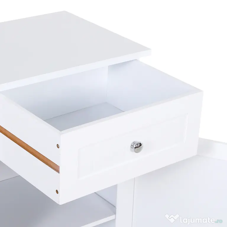 Kleankin Mobilier Baie Modern cu Ușă Basculantă Sertar Spațiu Depozitare 43x34x77cm Alb | Aosom Romania