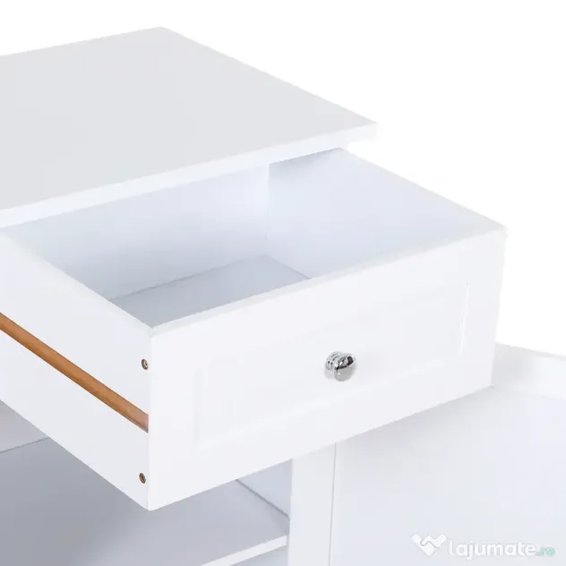 Kleankin Mobilier Baie Modern cu Ușă Basculantă Sertar Spațiu Depozitare 43x34x77cm Alb | Aosom Romania