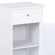 Kleankin Mobilier Baie Modern cu Ușă Basculantă Sertar Spațiu Depozitare 43x34x77cm Alb | Aosom Romania