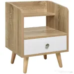HOMCOM Noptieră cu Sertar și Raft, Mobilier Compact pentru Dormitor sau Sufragerie, Economie Spațiu, Lemn, Alb | Aosom Romania