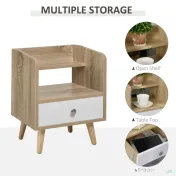 HOMCOM Noptieră cu Sertar și Raft, Mobilier Compact pentru Dormitor sau Sufragerie, Economie Spațiu, Lemn, Alb | Aosom Romania