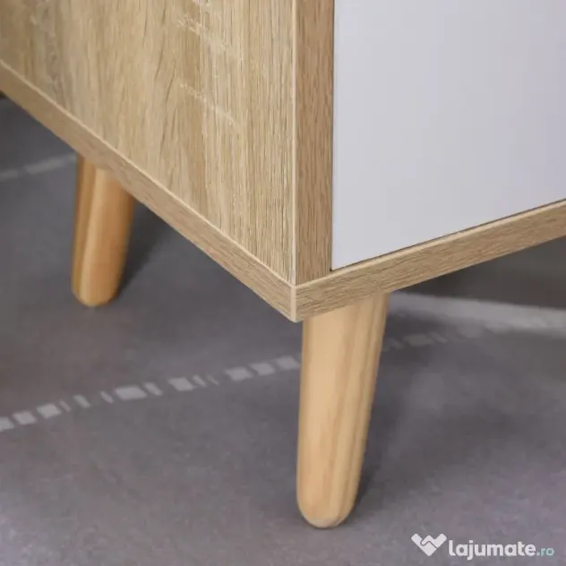 HOMCOM Noptieră cu Sertar și Raft, Mobilier Compact pentru Dormitor sau Sufragerie, Economie Spațiu, Lemn, Alb | Aosom Romania