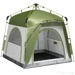 Outsunny Cort pentru Camping cu 2 Locuri, Cort cu Ușă, 3 Ferestre cu Plasă și Geantă pentru Transport, 240x240x199 cm, Verde | Aosom Romania