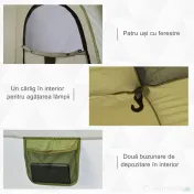 Outsunny Cort pentru Camping cu 2 Locuri, Cort cu Ușă, 3 Ferestre cu Plasă și Geantă pentru Transport, 240x240x199 cm, Verde | Aosom Romania 