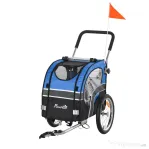 PawHut Carucior pentru Caini cu Prindere Bicicleta Spatiu Mare Albastru 130x58x94cm Ideal pentru Plimbari | Aosom Romania