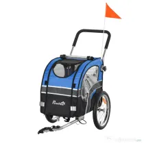 PawHut Carucior pentru Caini cu Prindere Bicicleta Spatiu Mare Albastru 130x58x94cm Ideal pentru Plimbari | Aosom Romania