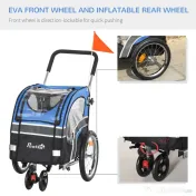 PawHut Carucior pentru Caini cu Prindere Bicicleta Spatiu Mare Albastru 130x58x94cm Ideal pentru Plimbari | Aosom Romania 