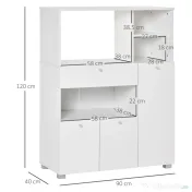 Dulap de bucatarie cu 3 compartimente si sistem de prindere de perete, PAL alb, 90x40x120cm HOMCOM | Aosom Romania 