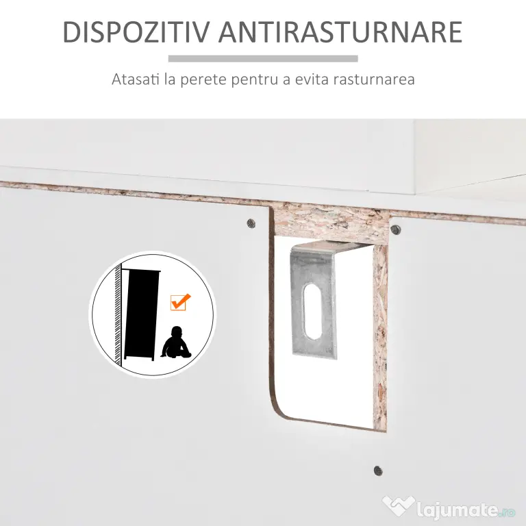 Dulap de bucatarie cu 3 compartimente si sistem de prindere de perete, PAL alb, 90x40x120cm HOMCOM | Aosom Romania