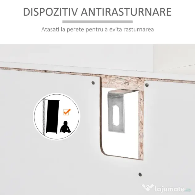 Dulap de bucatarie cu 3 compartimente si sistem de prindere de perete, PAL alb, 90x40x120cm HOMCOM | Aosom Romania