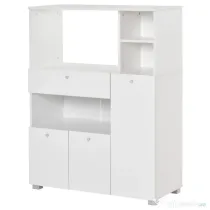 HOMCOM Bufet de Bucătărie Modern din Lemn cu 3 Dulapuri și Sertar, Dulap de Depozitare Multifuncțional, 90x40x120cm, Alb