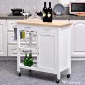 Carucior de bucatarie HOMCOM, dulap cu 2 sertare si roti | Aosom Romania 