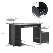 HOMCOM Masa de Birou pentru Calculator, Moderna, Masa de Birou PC cu Etajera Culisanta pentru Tastatura, 152 x 60 x 88 cm, Neagra 