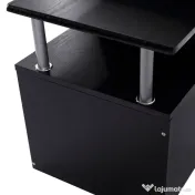 HOMCOM Masa de Birou pentru Calculator, Moderna, Masa de Birou PC cu Etajera Culisanta pentru Tastatura, 152 x 60 x 88 cm, Neagra 