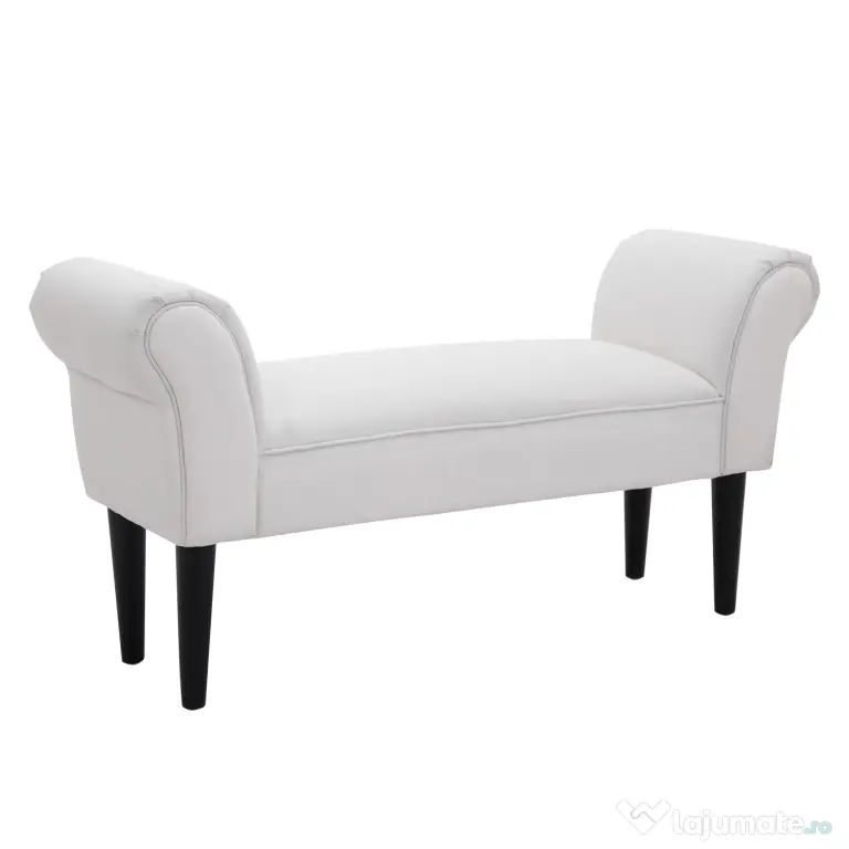 HOMCOM Bancă de Capăt de Pat cu Cotiere Rulate, Bancă Căptușită pentru Dormitor, 102x36x51 cm, Alb | Aosom Romania