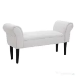 HOMCOM Bancă de Capăt de Pat cu Cotiere Rulate, Bancă Căptușită pentru Dormitor, 102x36x51 cm, Alb | Aosom Romania