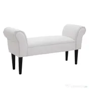 HOMCOM Bancă de Capăt de Pat cu Cotiere Rulate, Bancă Căptușită pentru Dormitor, 102x36x51 cm, Alb | Aosom Romania 