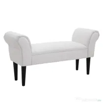 HOMCOM Bancă de Capăt de Pat cu Cotiere Rulate, Bancă Căptușită pentru Dormitor, 102x36x51 cm, Alb | Aosom Romania