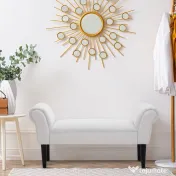 HOMCOM Bancă de Capăt de Pat cu Cotiere Rulate, Bancă Căptușită pentru Dormitor, 102x36x51 cm, Alb | Aosom Romania 