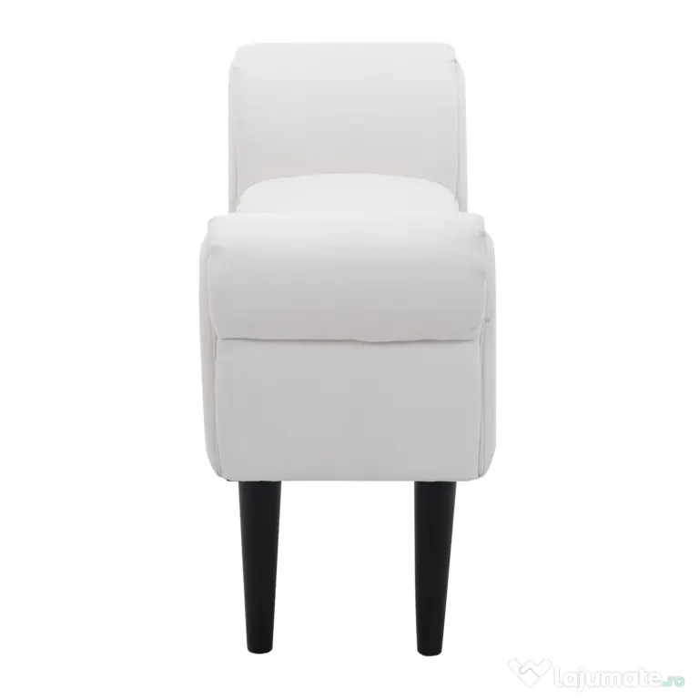 HOMCOM Bancă de Capăt de Pat cu Cotiere Rulate, Bancă Căptușită pentru Dormitor, 102x36x51 cm, Alb | Aosom Romania