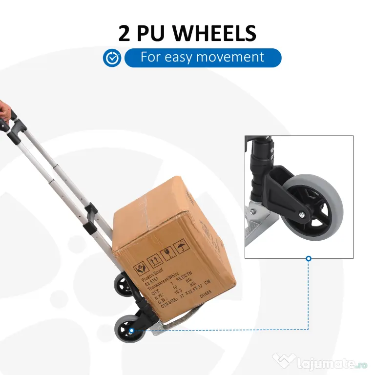 Homcom Carucior Pliabil Transport – Aluminiu, Capacitate 70 kg