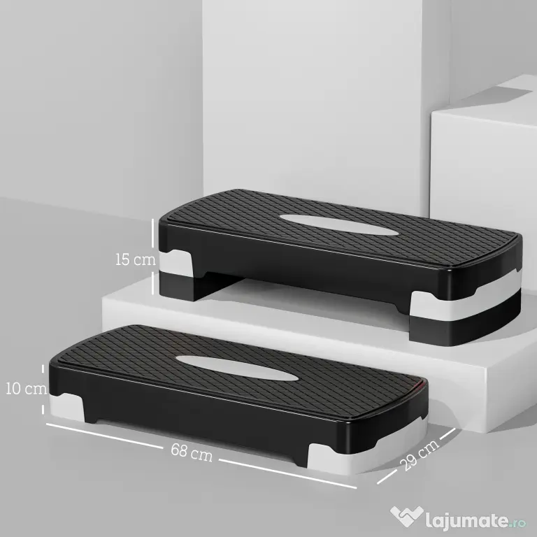 HOMCOM stepper pentru fitness si aerobic, 68x29cm, negru | Aosom Romania