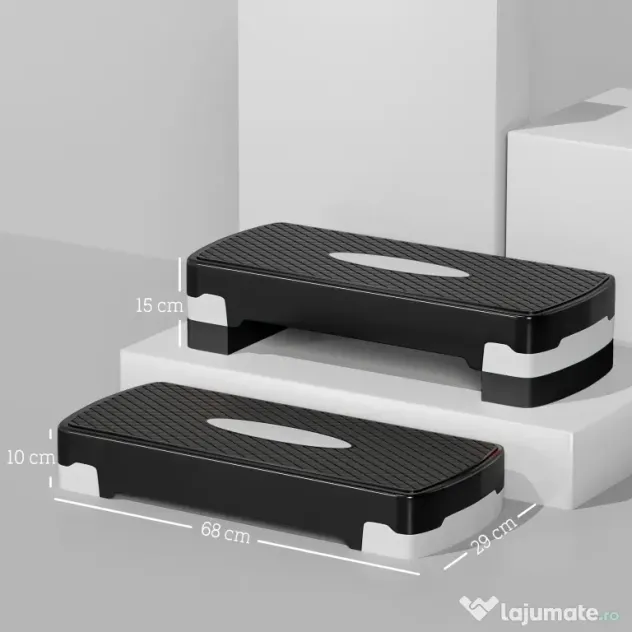 HOMCOM stepper pentru fitness si aerobic, 68x29cm, negru | Aosom Romania