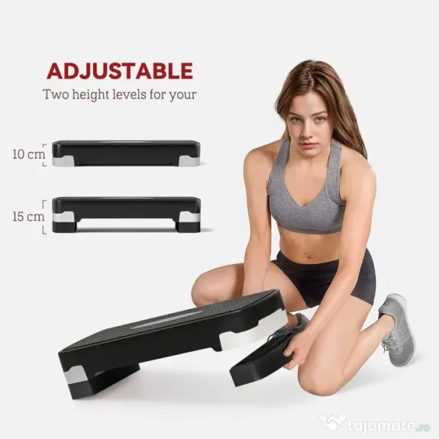 HOMCOM stepper pentru fitness si aerobic, 68x29cm, negru | Aosom Romania