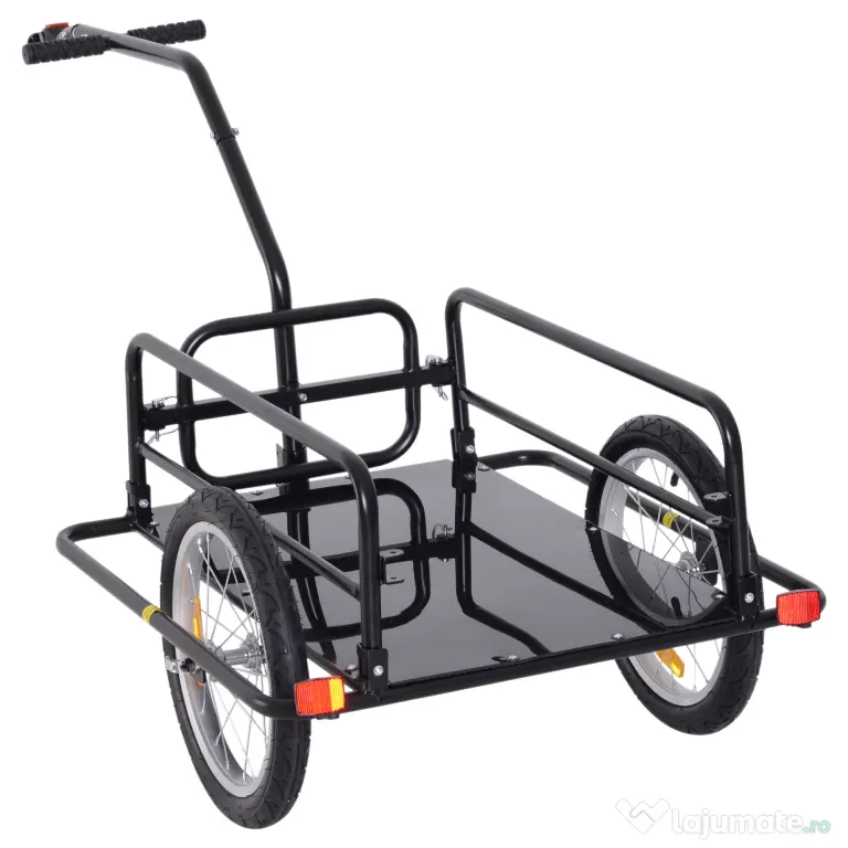 Homcom Remorca Bicicleta 156×72×82 cm – Carut Negru cu Spatiu Generos